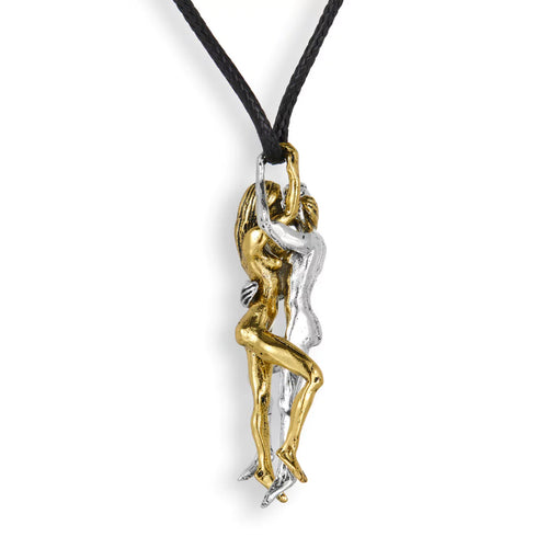 Vintage Umarmungs-Halskette mit zwei Figuren – ein bedeutungsvolles Schmuckstück für Liebe und Nähe