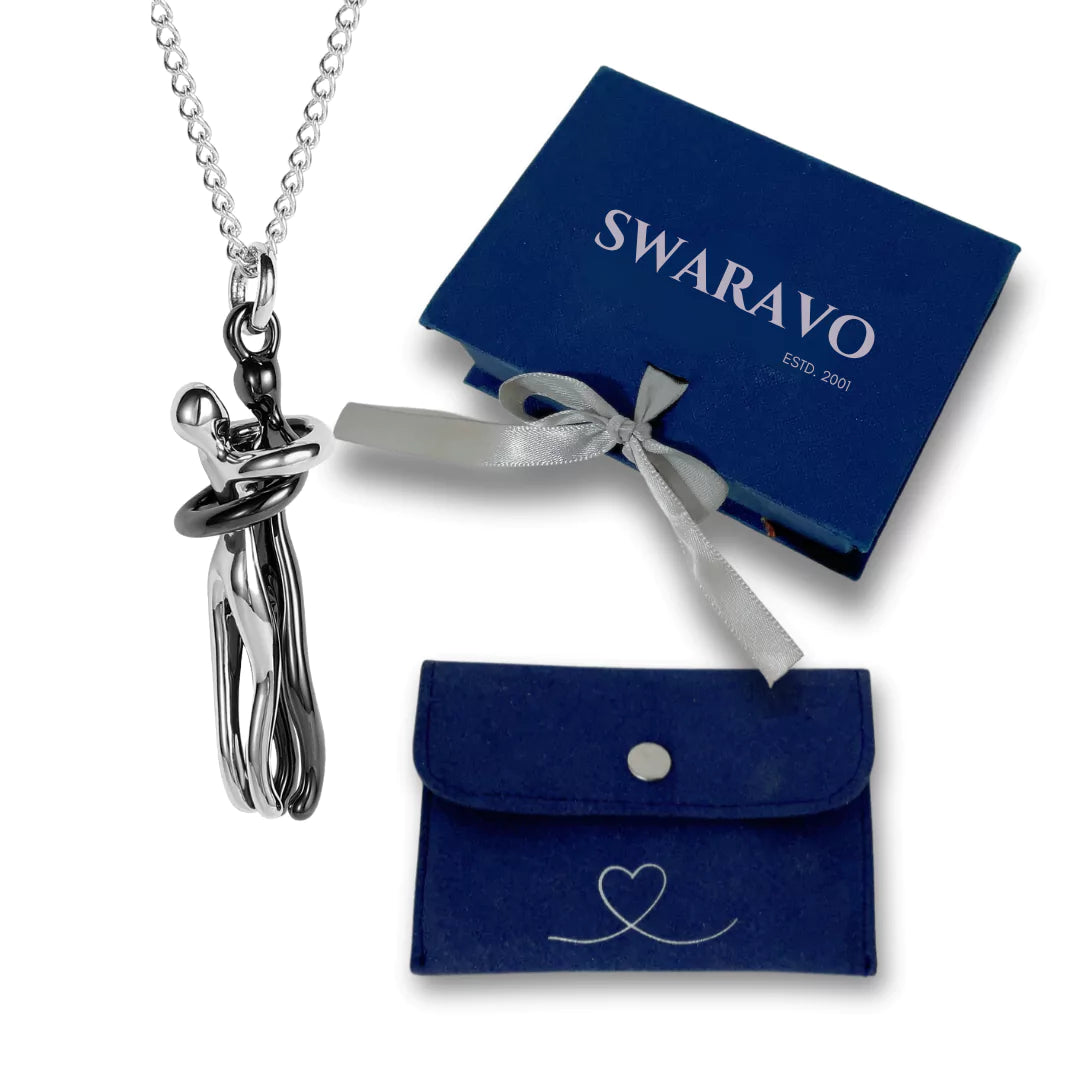 Swaravo hug necklace in black and silver color