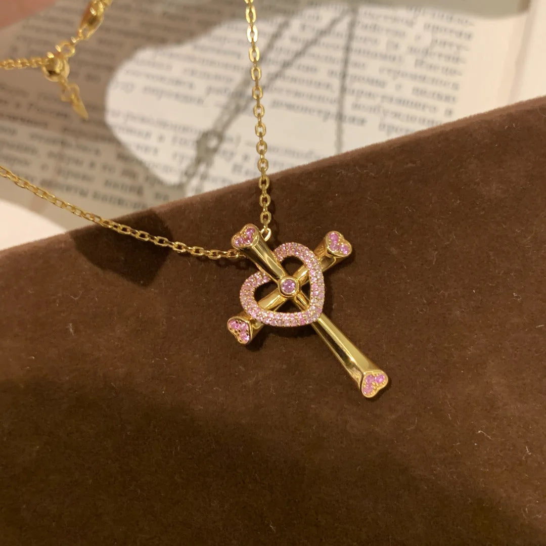 Süße ‚Faith Halskette in Rosa mit verstellbarer Länge – Symbol für Liebe und Spiritualität im trendigen Design