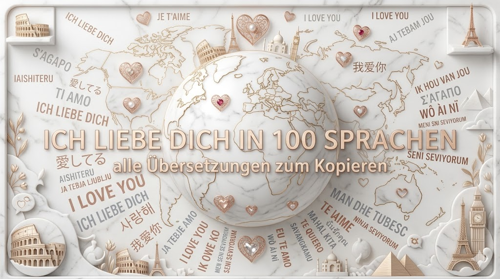 Ich liebe dich in 100 Sprachen – alle Übersetzungen zum Kopieren