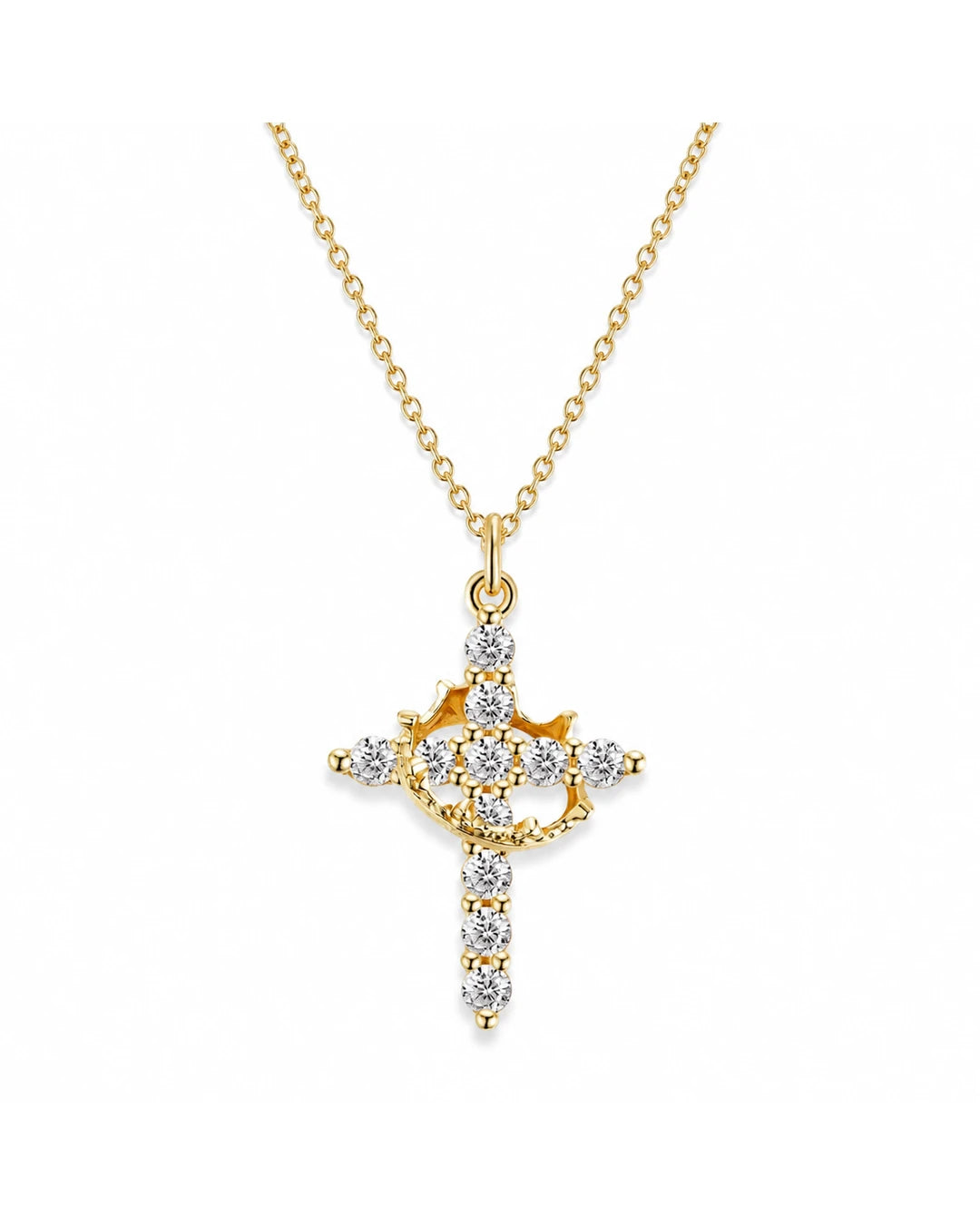 Kreuzkette mit drehbarer Krone – Crowned Faith