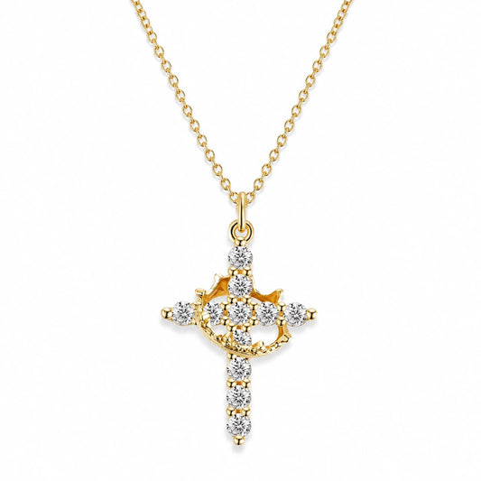 Kreuzkette mit drehbarer Krone – Crowned Faith