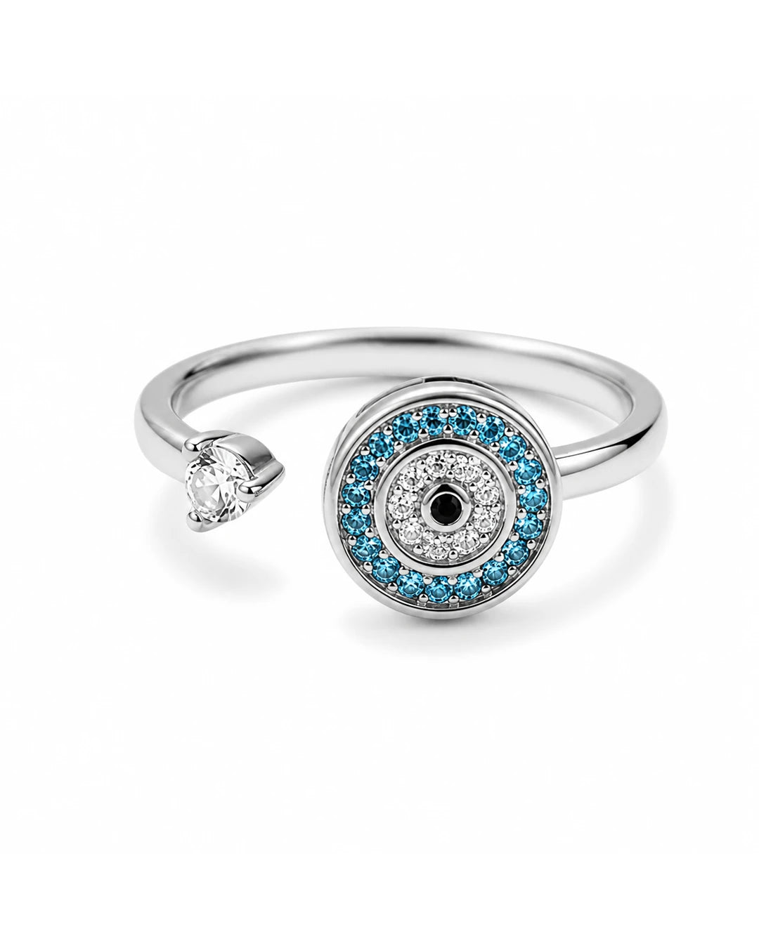 “To My Daughter” Evil Eye Ring – 925 Silber mit weißen & blauen Zirkonia