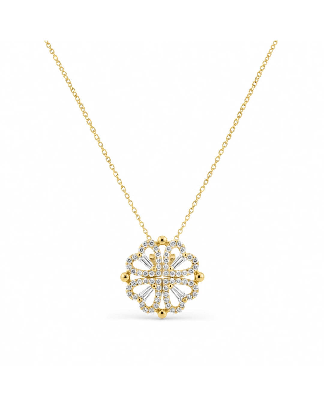 Vierblättrige Kleeblatt  Kette – Glücksbringer 2in1 Schmuck