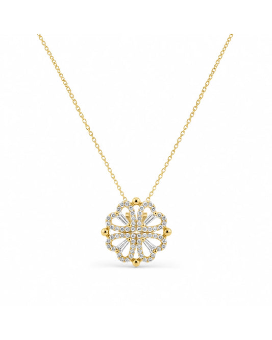 Vierblättrige Kleeblatt  Kette – Glücksbringer 2in1 Schmuck