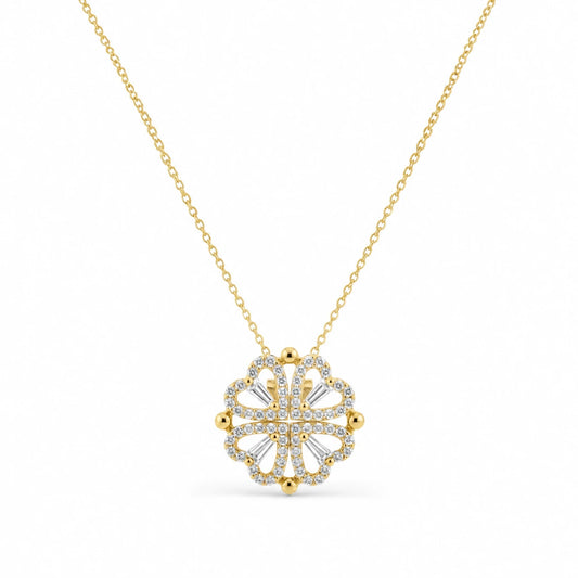Vierblättrige Kleeblatt  Kette – Glücksbringer 2in1 Schmuck