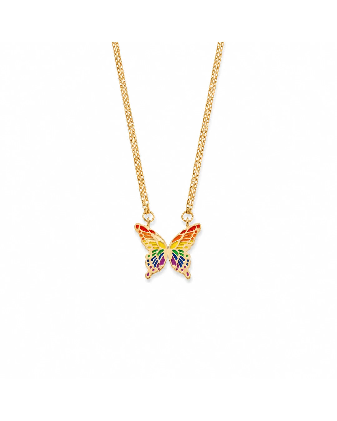 Regenbogen-Schmetterlingsflügel-Kette – Teilbare Partnerkette für zwei