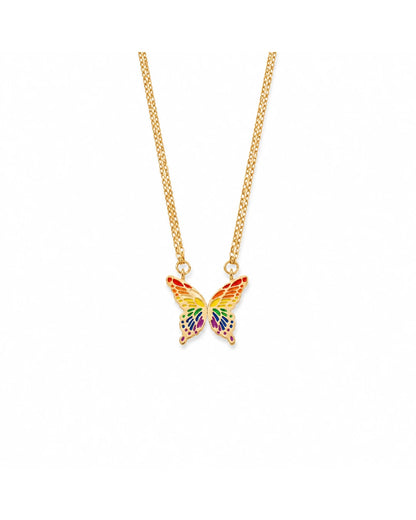 Regenbogen-Schmetterlingsflügel-Kette – Teilbare Partnerkette für zwei