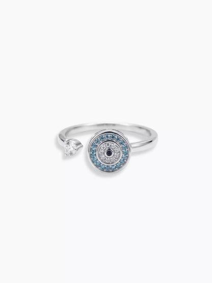 “To My Daughter” Evil Eye Ring – 925 Silber mit weißen & blauen Zirkonia