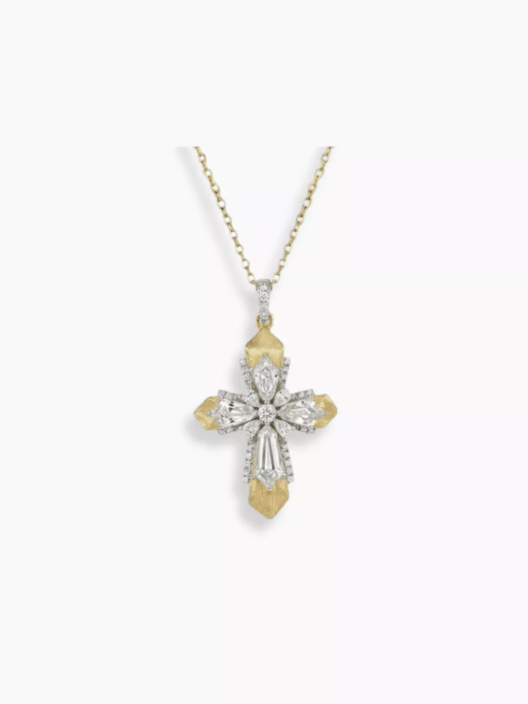 Kreuzkette mit Zirkonia im barocken Stil -18K Vergoldet | Swaravo