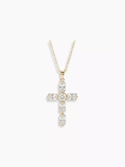 Kreuzkette mit Smaragd-Zirkonia – Symbol für Glaube & Stärke | Swaravo