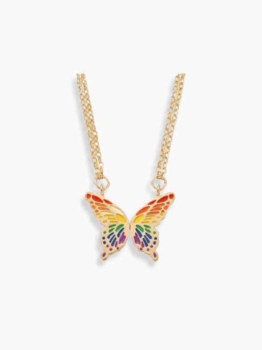 Regenbogen-Schmetterlingsflügel-Kette – Teilbare Partnerkette für zwei | Swaravo