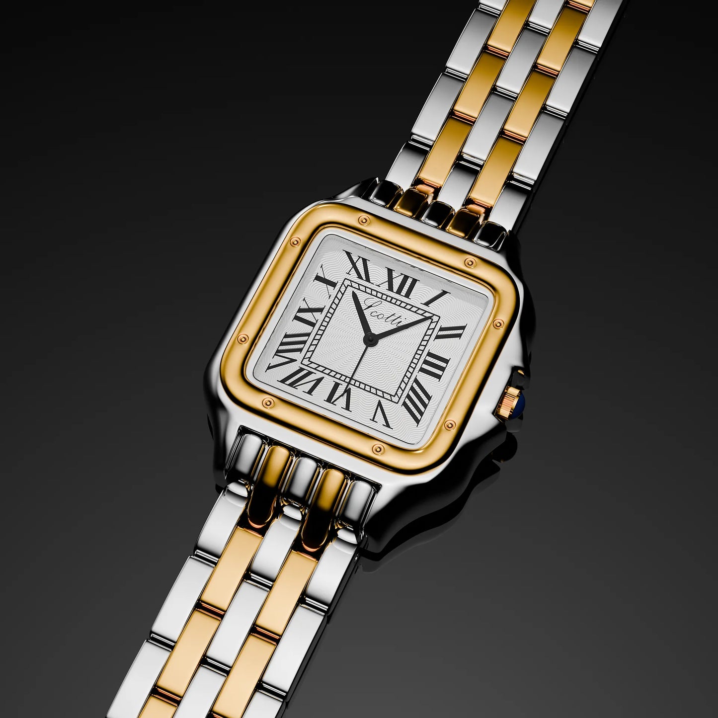 Produktbild der Scottie Uhr mit 25 mm Gehäuse – hochwertige Bicolor-Damenuhr aus 316L Edelstahl mit Saphirglas.