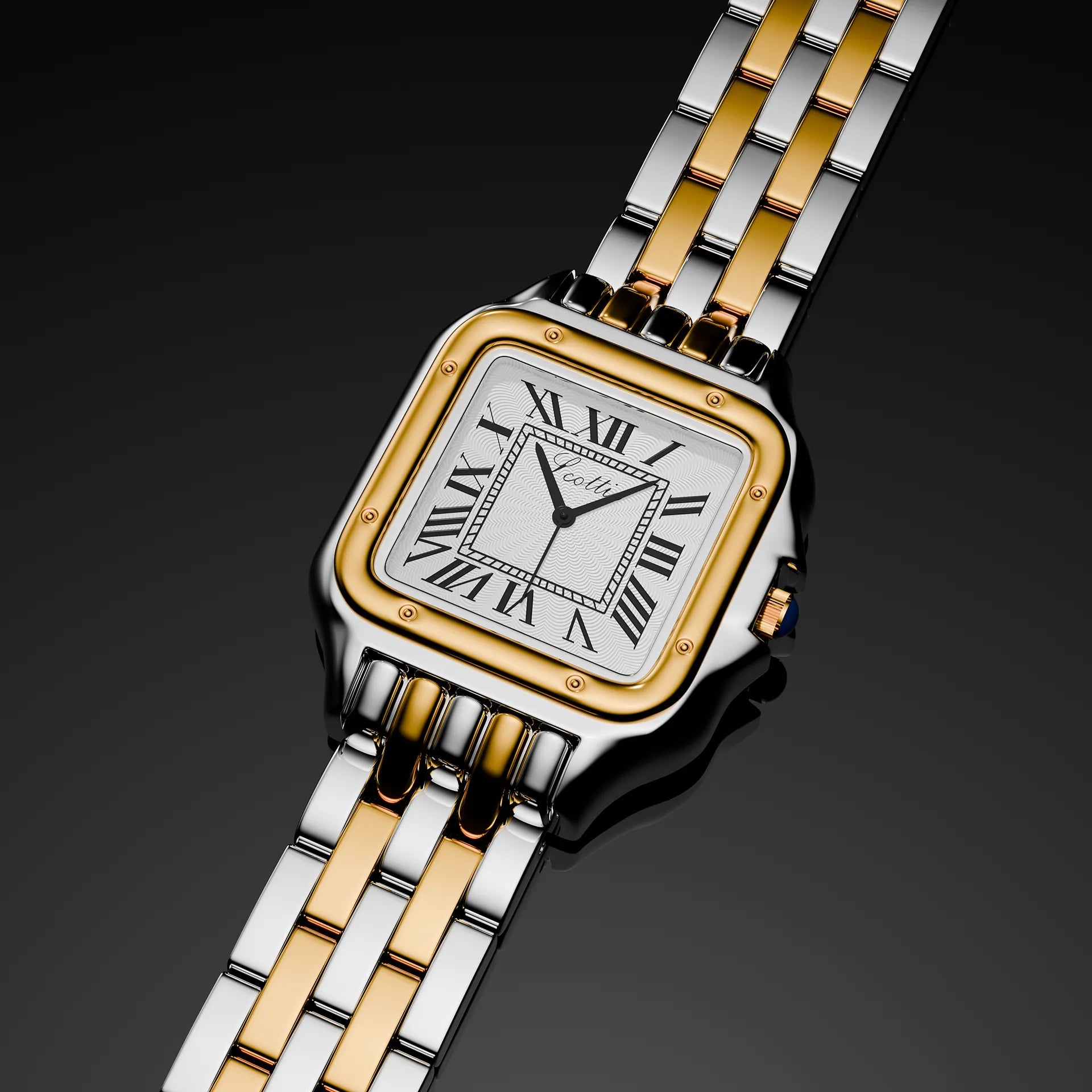 Produktbild der Scottie Uhr mit 25 mm Gehäuse – hochwertige Bicolor-Damenuhr aus 316L Edelstahl mit Saphirglas.