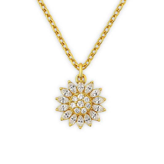 Sonnenblumen Kette mit drehbaren Blüten – dein Schmuckstück für Licht, Energie & Hoffnung | Swaravo