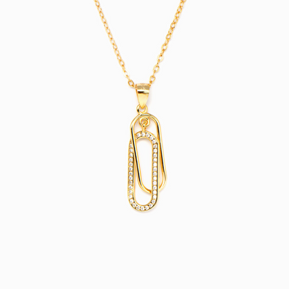 Büroklammer Kette in 18k Gold Vermeil mit Zirkonia Steinen, minimalistische Halskette mit symbolischem Anhänger von Swaravo