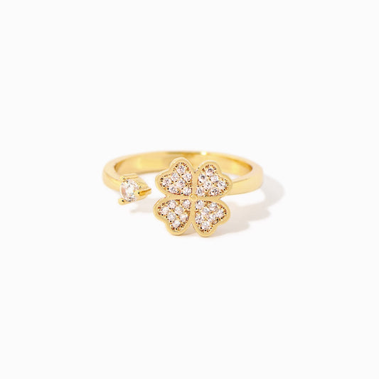 Vierblättriger Kleeblatt Ring aus S925 Silber – Glücksbringer Schmuck