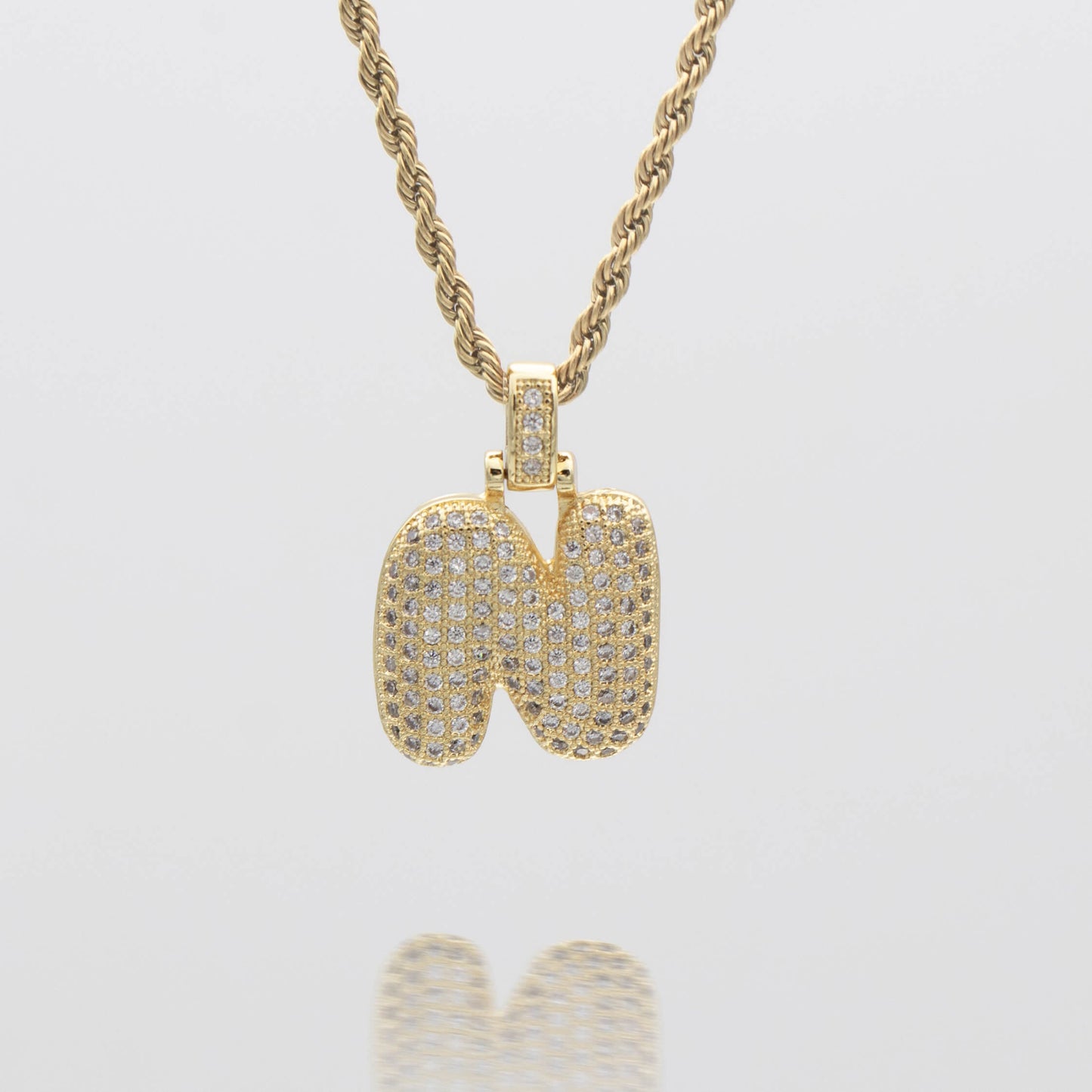 ICY Bubble Letter Initial Necklace