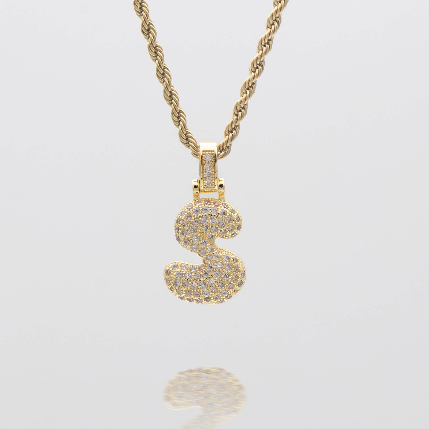 ICY Bubble Letter Initial Necklace